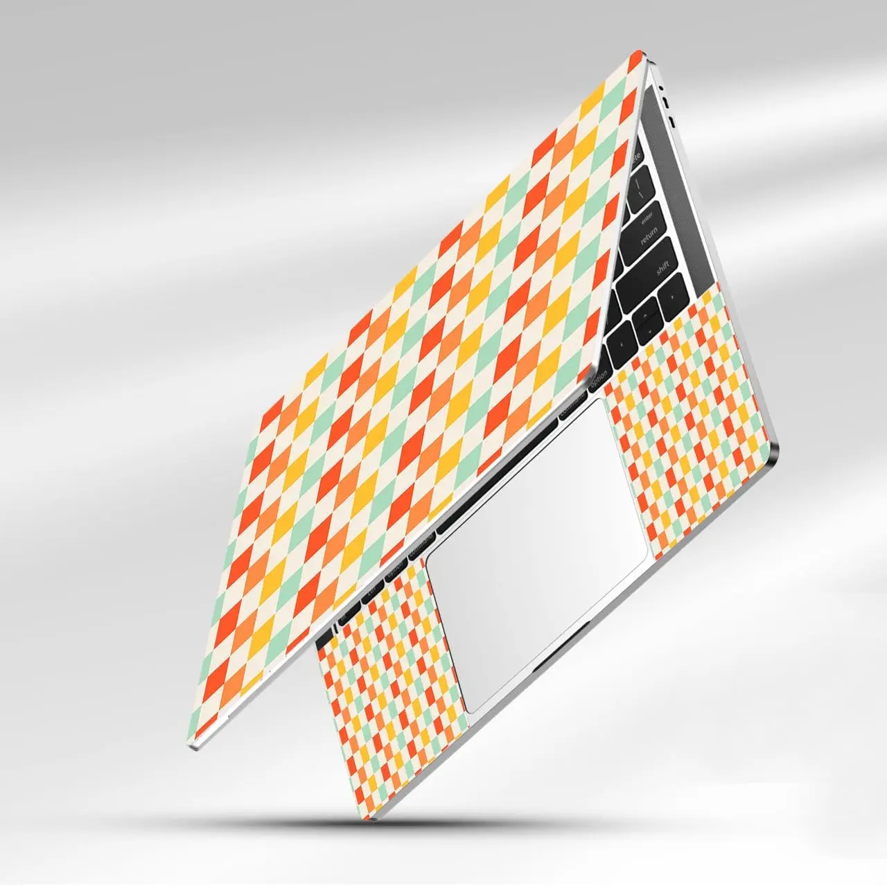 Aesthetic Bright Multicolor Simple Check Grid Geometric Art Laptop Sticker Scratch Resistant Universal Notebook Decor Skin