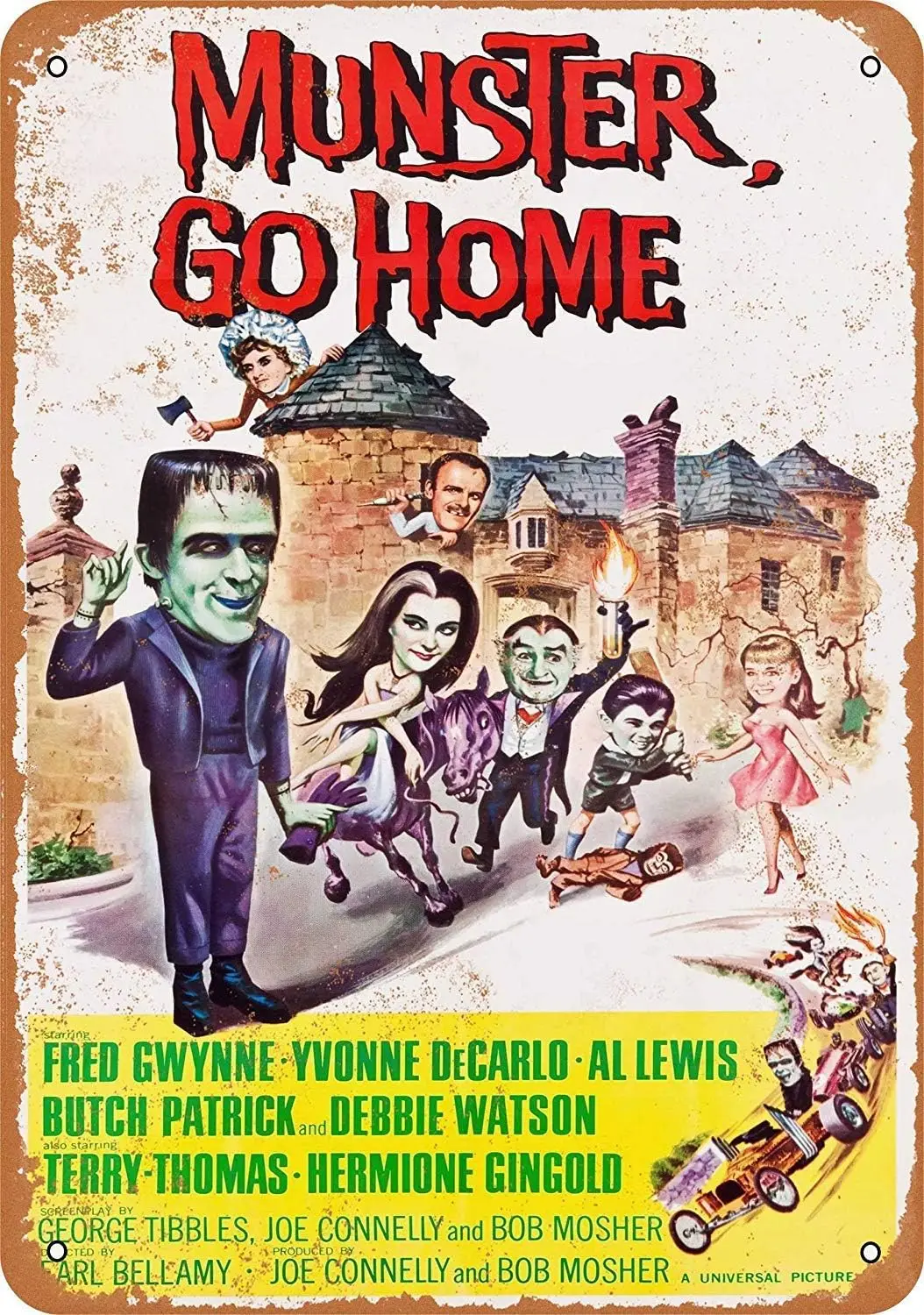 Tin Sign 1966 Munster Go Home Movie - Vintage Metal Sign 8 x 12 Inches