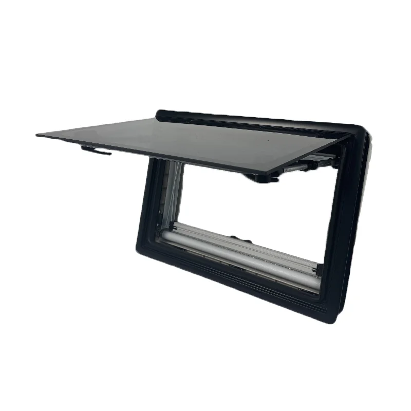 500*500mm Flat Double Glazing Acrylic Glass RV Square Corner Window with Magnetic Type Inner Frame with Blind and Insect Screen