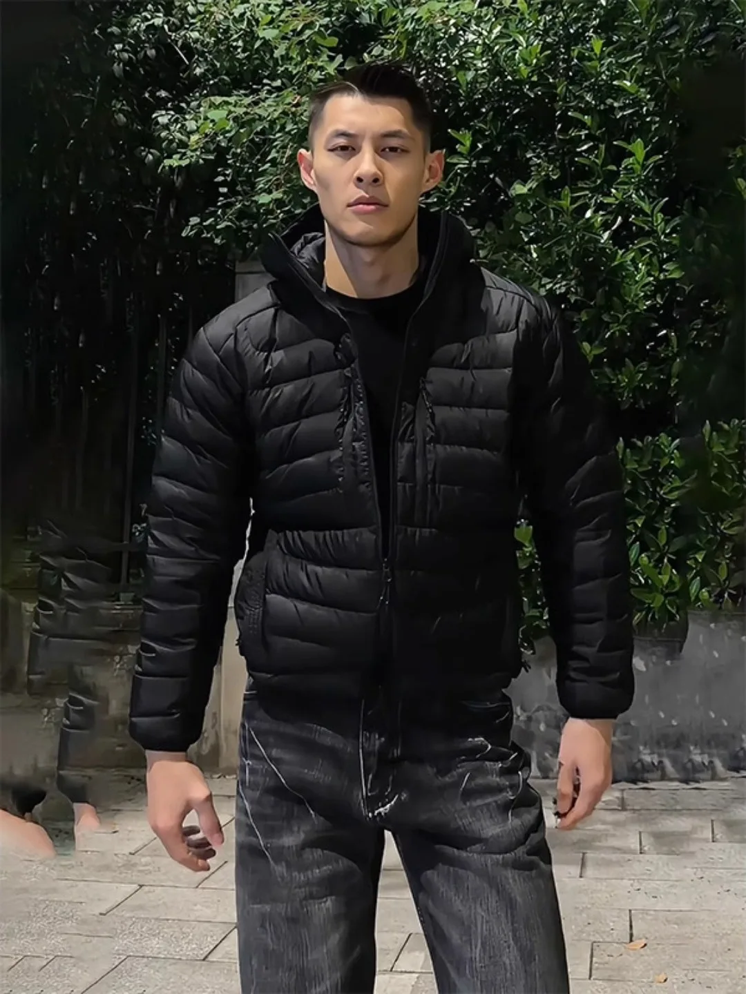 

Bla Hooded Men's ort down Jaet Lightweight Outdoor Cotton Coat Spinel Design Thiened Long Sve Zipper Closure