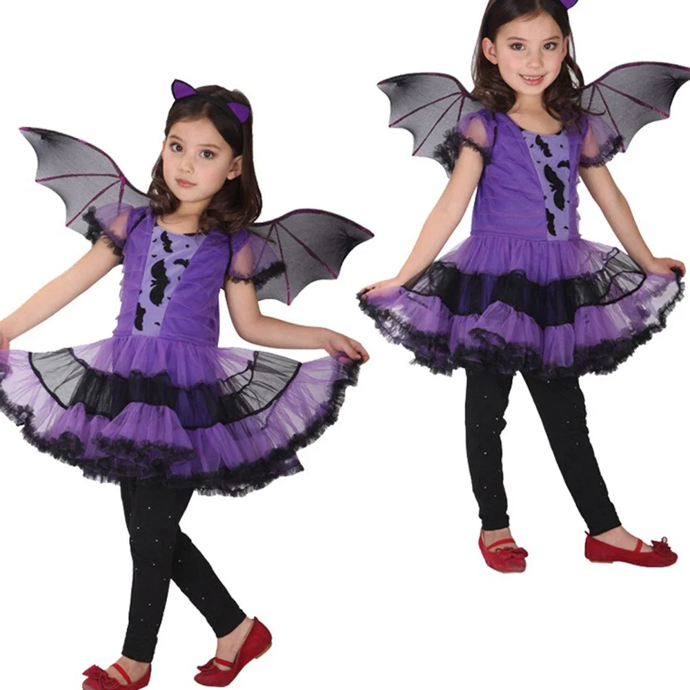 

Костюм ведьмы-вампира на Хэллоуин для маленьких девочек, детские платья принцессы для косплея, карнавальная праздничная одежда с повязкой на голову