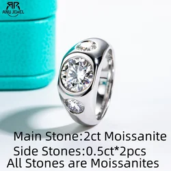 AnuJewel 3cttw D Color Moissanite Men Ring 925 Sterling Silver 18K Gold Plated Lab Created Diamond Engagement Rings For Men