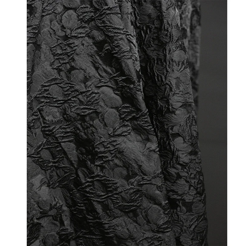 Jacquard Fabric Black Texture Relief Dress Set Bubble Skirt Wholesale Cloth for Diy Apparel Sewing Meters Material