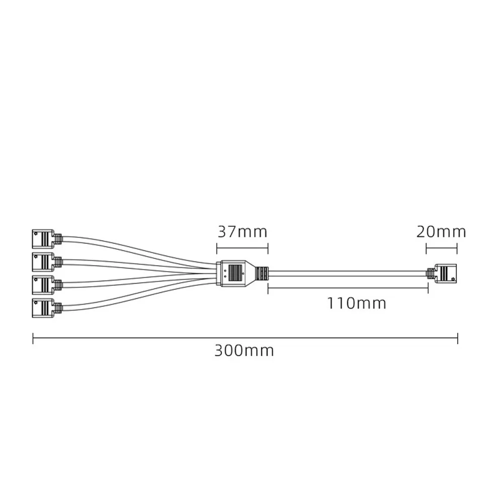 2PCS 1 To 4 Female To Female 5V ARGB Splitter Cable 4 Pin Plugs 30cm Length LED Splitter Cable 5V 3 Pin Extension Cable
