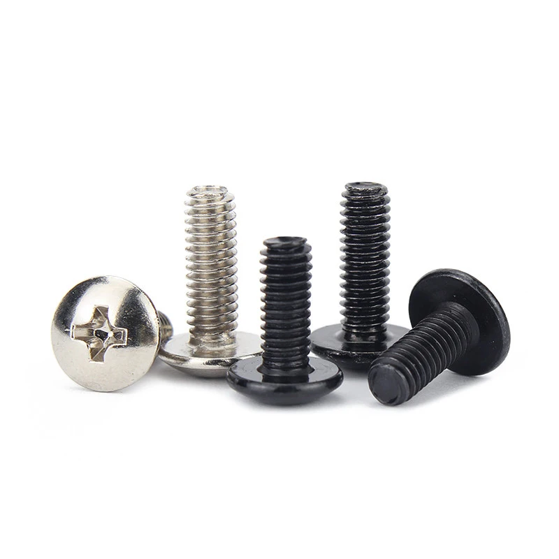 M3 M4 M5 M6 Carbon Steel Cross Recessed Round Head Machine Screws Mushroom Head Screws Black Steel/Nickel/Color Zinc Plated