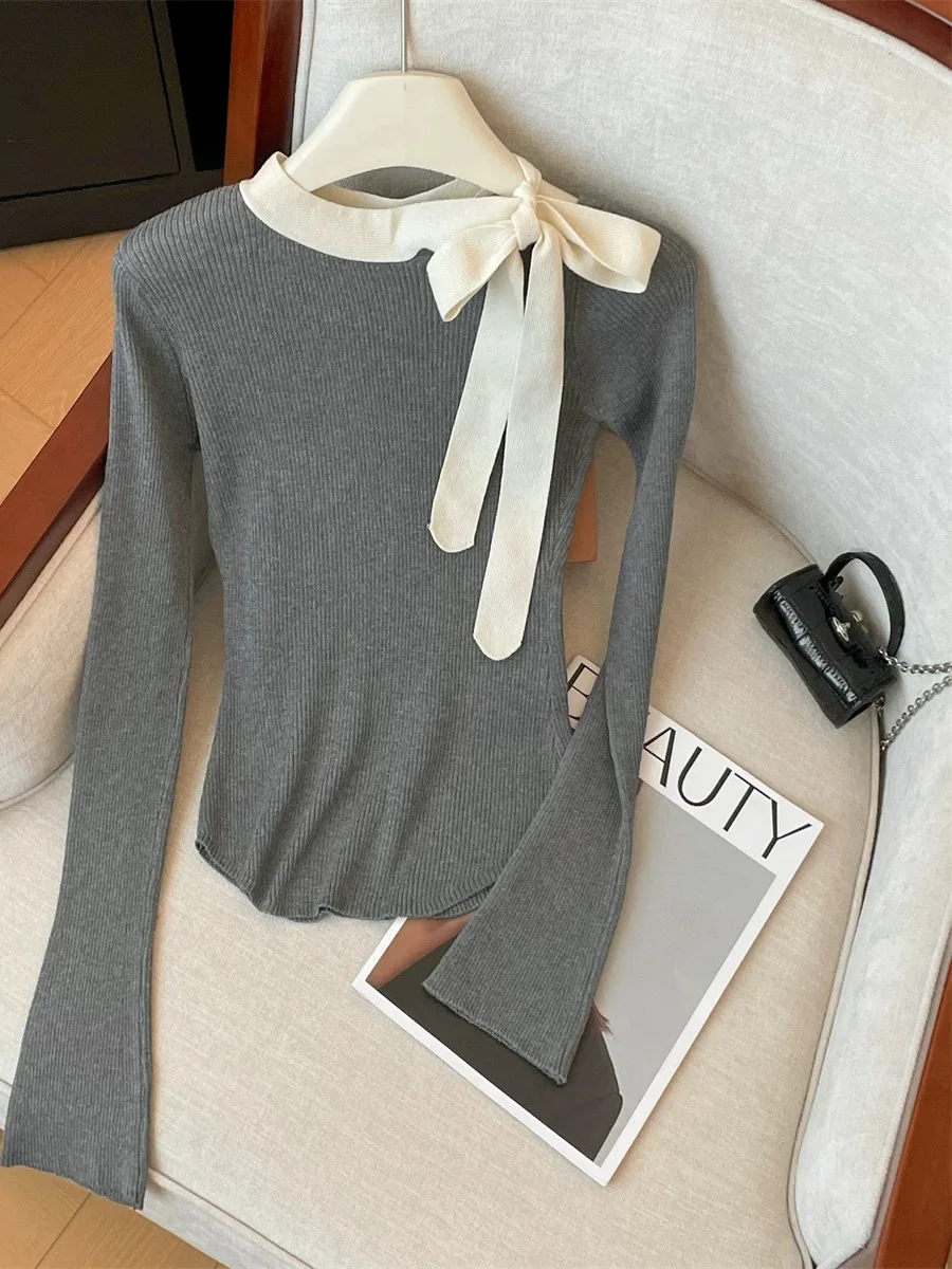 

Women's Knitted Long Sve Base Layer irt f High Collar Unique Beautiful Small Top for Autumn Inner Wear Casual Sle