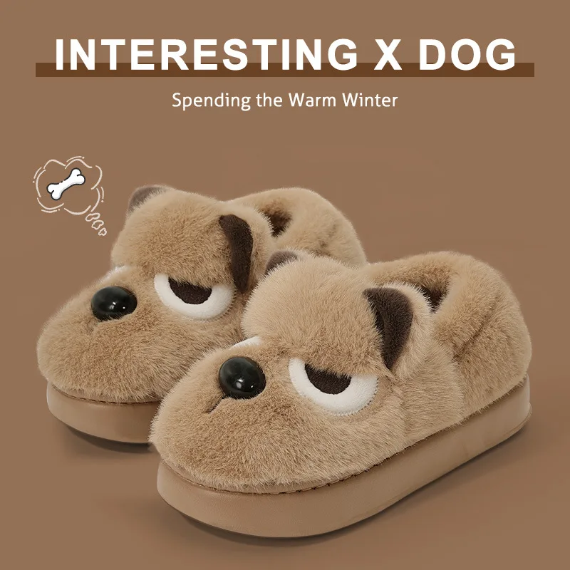 Winter Cartoon Plush Cotton Slippers for Couples Home Wear Outdoor Women's Men's Comfortable Soft Slip-On Shoes