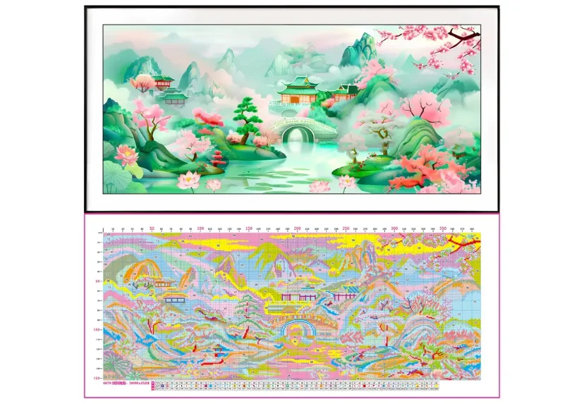 9ct 123x55cm Beautiful Scenery Embroidery DIY Chinese Style Printed Kits Cross Stitch Needlework Set Home Decor Crafts