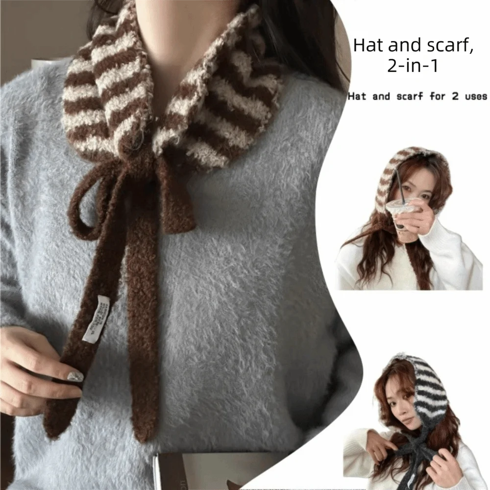 

Универсальные вязаные наушники в контрастную полоску, индивидуальная синтетическая шерсть, повседневная повязка на голову, модный ветрозащитный флаг