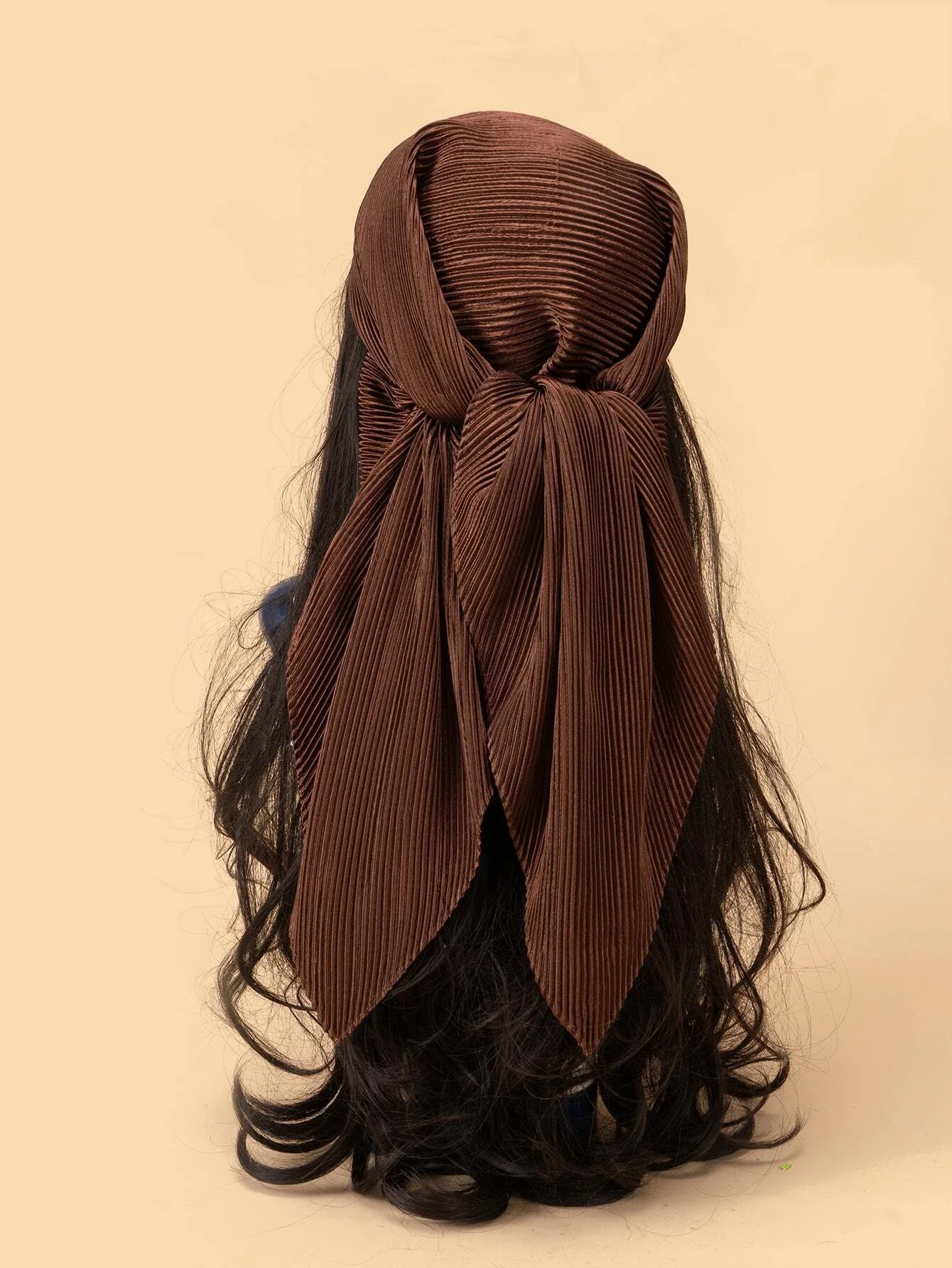 Low-key luxury solid color pleated satin scarf womens headscarf fashion versatile headscarf suitable for hair spring and summer