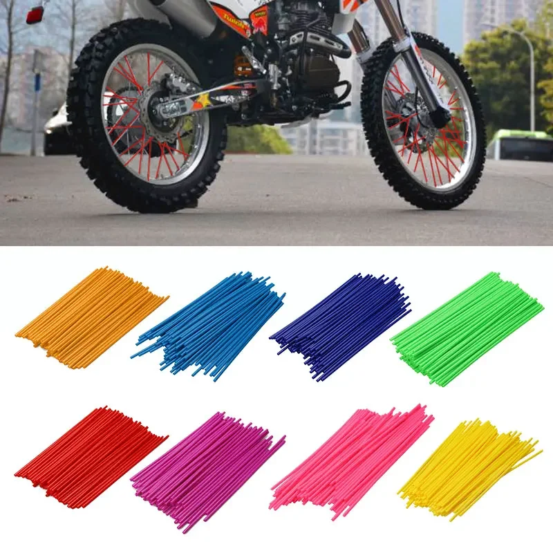 

72PCS Motorcycle Spoke Cover Rim Protector Wrap for Motocross Moto Bike Wheel Rim Spoke Shrouds Skins Covers Pitbike Dirt Bike