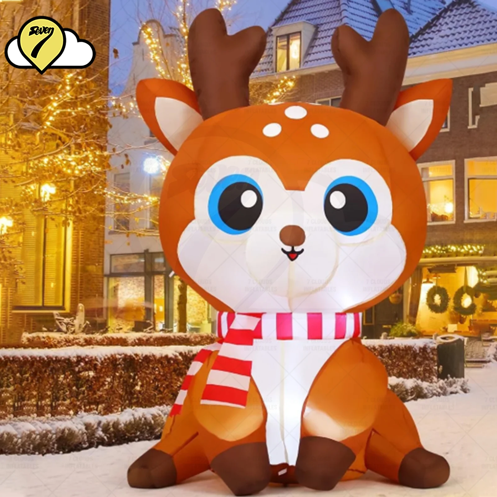 1,5 m aufblasbares Weihnachts-Rentier, Outdoor-Dekoration, aufblasbarer Hof, niedliches Hirsch mit integrierter LED für Party-Weihnachtsgarten im Innenbereich