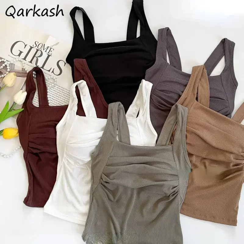 6 Colors Tanks Women Hot Girls Crop Tops Slim All-match Backless Korean Style Summer Inner Casual Simple Tender Soft