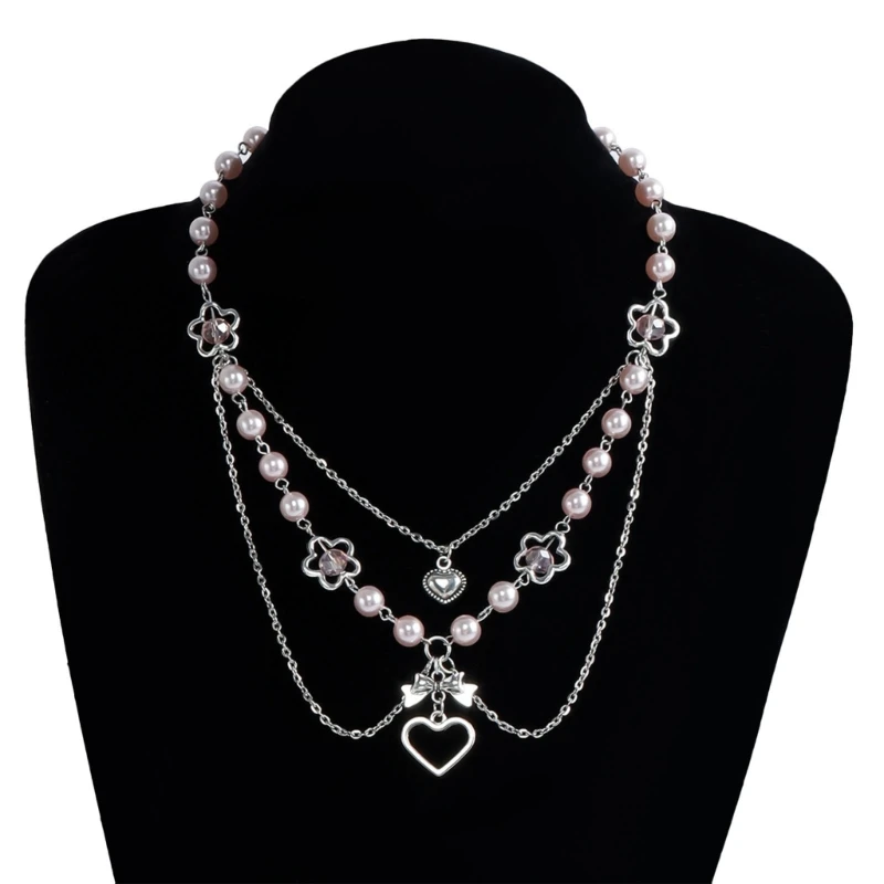 Fashionable Layered Beaded Necklace Delicate Choker Butterfly Party Chain Necklaces Elegant Jewelry Gift for Women image 3