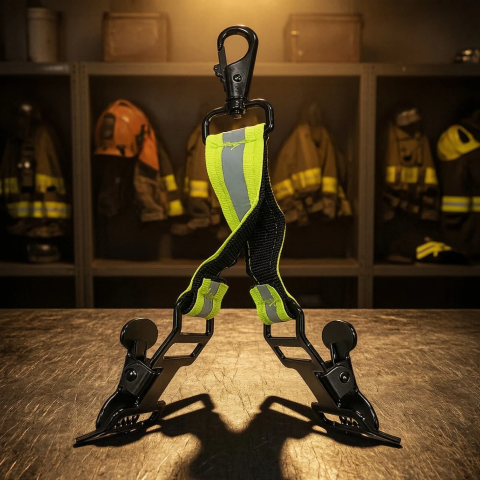Nylon Strap Glove Holder Strap Reliable Glove Holder with Carabiner Gear Clip Portable Handshands-Free for Firefighters