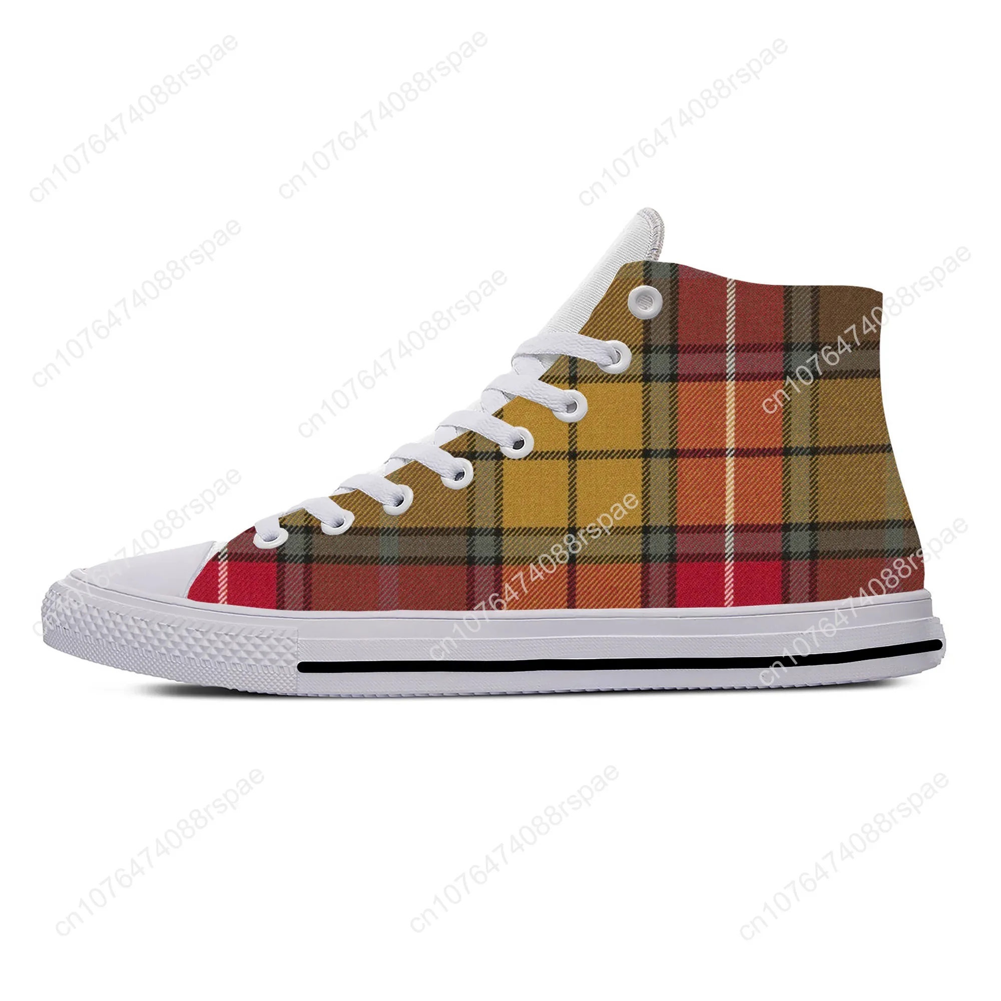 Summer Scottish Clan Buchanan Tartan Plaid Fashion Casual Shoes traspirante uomo donna Sneakers High Top scarpe da tavola leggere