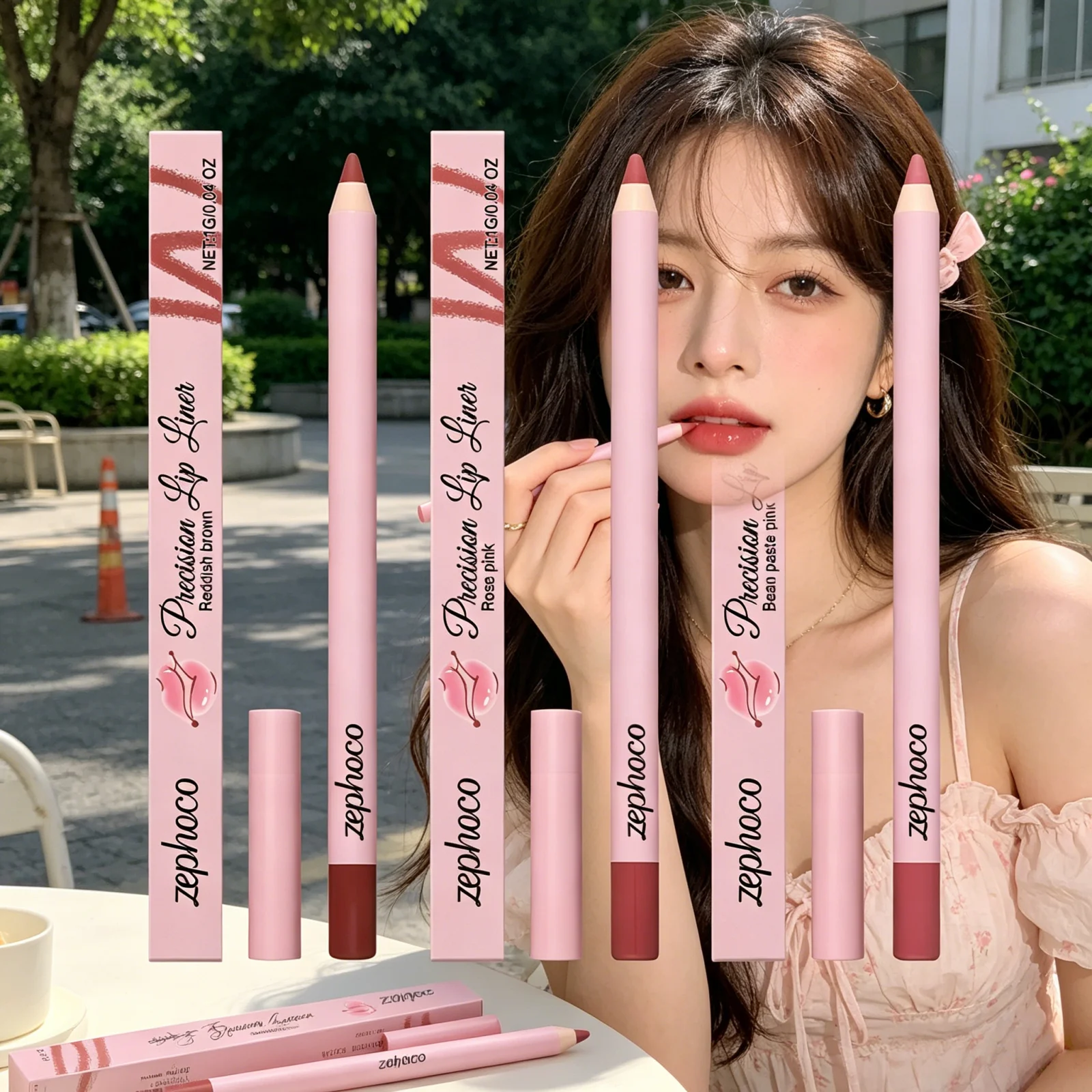 Zephoco Lip Liner Pencil for Girls' Holiday Gift Long Lasting Waterproof Non Drying Durable Smooth Texture Precision Lip Liner