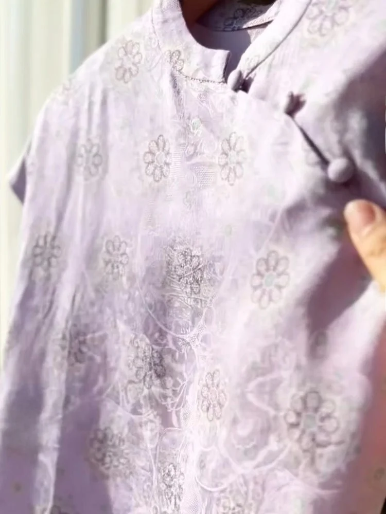 Único Ele púrpura bordado Floral irt mujer novedad de verano Sle chino nacional Sle sentimientos de alta gama Lady irt