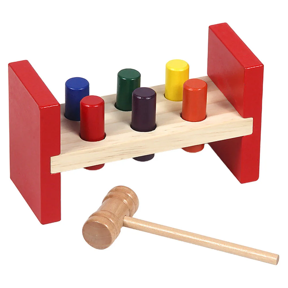 1 Juego de martillo de madera para niños pequeños, juego de golpear con reconocimiento de Color, actividad de aprendizaje temprano, martillo para niños, desarrollo cognitivo