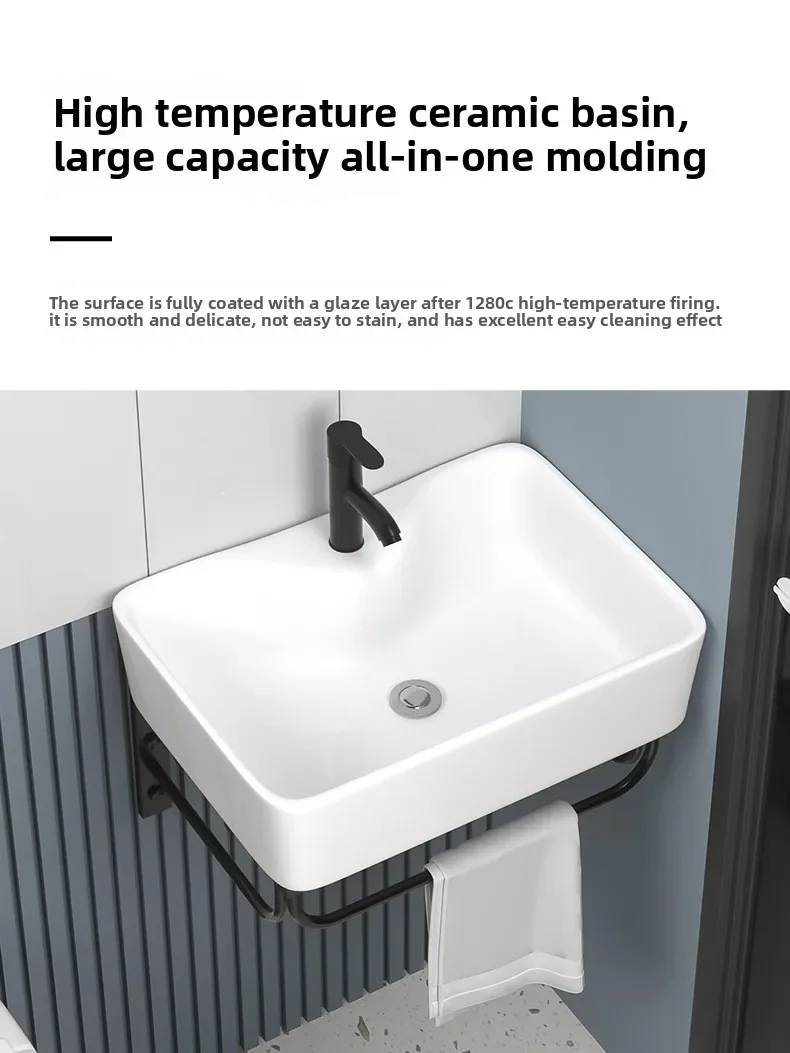 

Удобная керамическая интегрированная раковина для ванной комнаты, миниатюрная квадратная раковина с кронштейном, которую можно подвесить на стену.