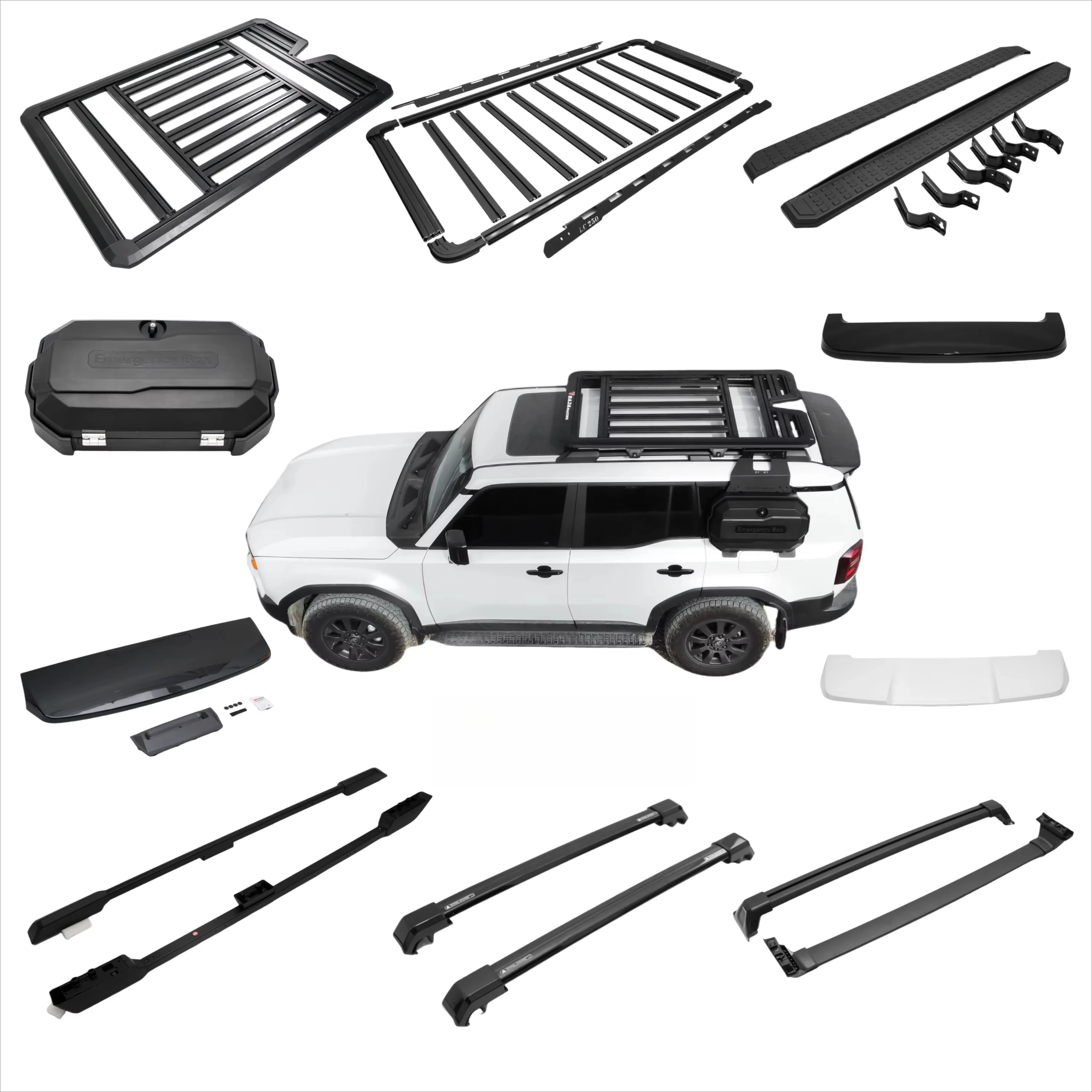 

CAR ROOF RACKS ROOF PLATFORM RUNNING BOARD SIDE STEP STORAGE BOX SPOILER ROOF RAIL for LAND CRUISER PRADO 250 J250 LC250