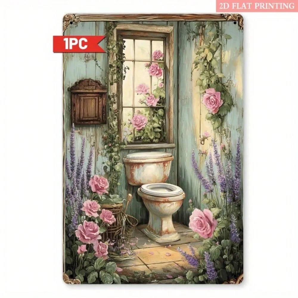 

Iron Metal Wall Art Vintage Roses Sign Home Decor Restroom Studio Wall Decor