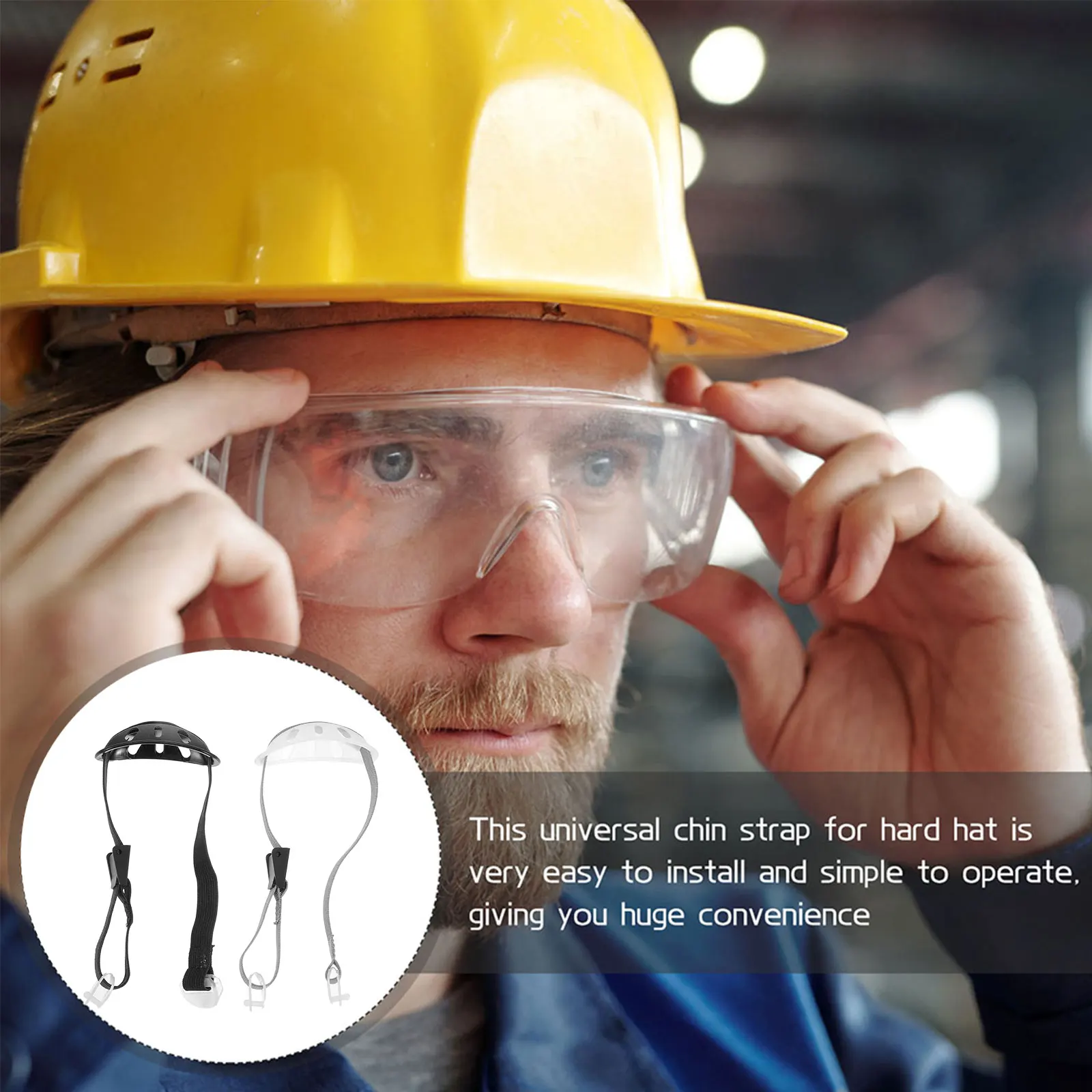 قطعتان من حزام الذقن ذو القبعة الصلبة، تصميم مرن ممتاز، محمول، موثوق به لاستبدال حزام الأمان القابل للتعديل #5