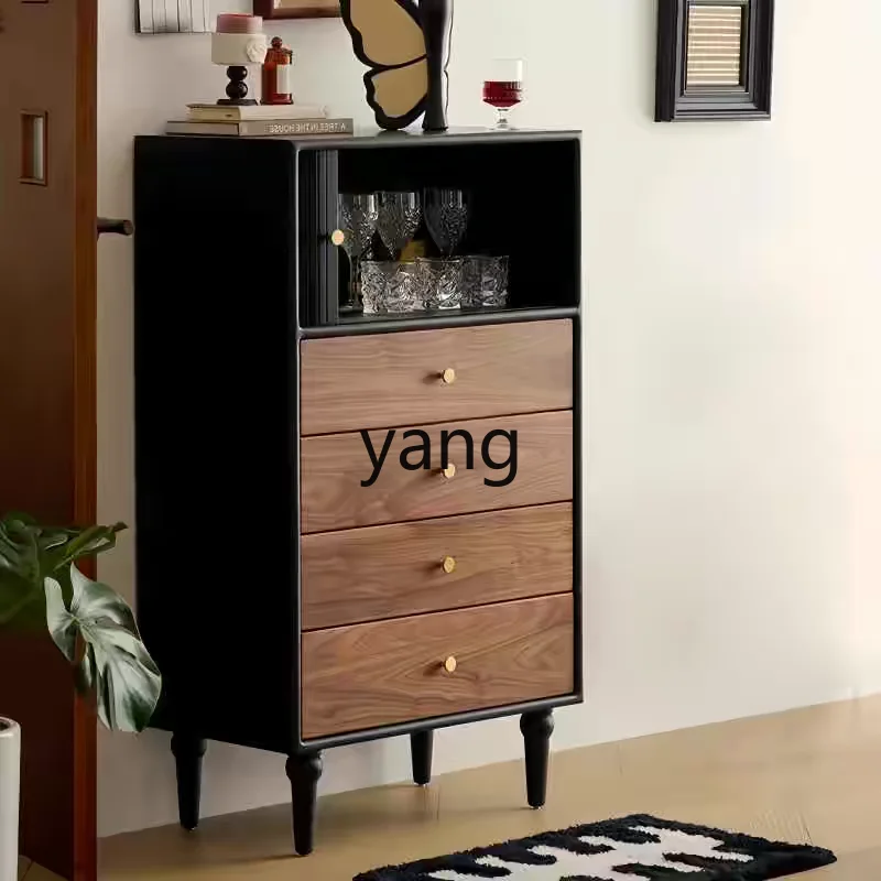 

LH retro solid wood four-bucket cabinet American small apartment storage antique living room side cabinet