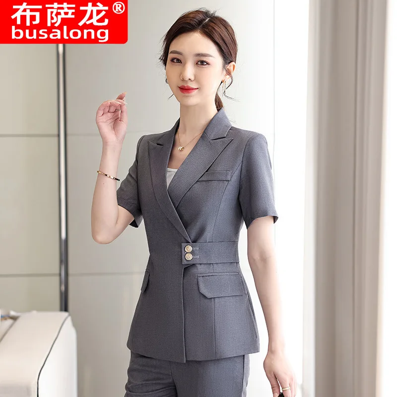 Summer Short Sleeve Suit Business Suit Female Temperament Goddess Style Hotel Reception Formal Dress Jewelry Shop Workwear