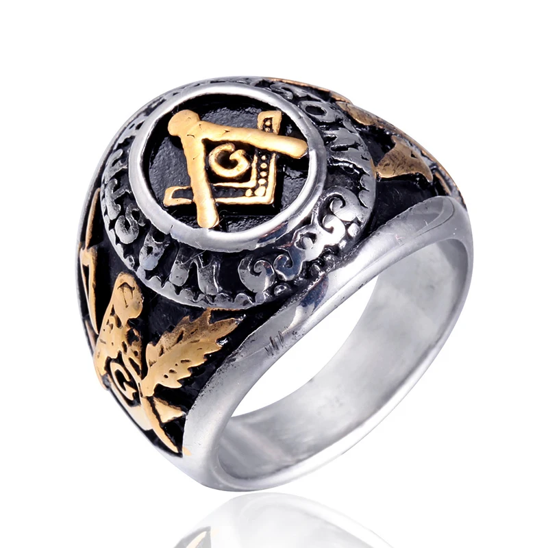 Stainless Steel Masonic Rings for Men Freemasonry Ring Punk Hip Hop for Biker Male Boyfriend Jewelry Creativity Gift Wholesale