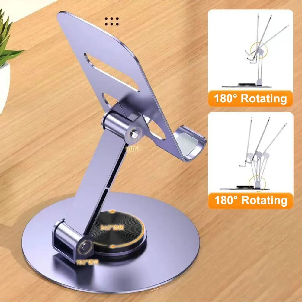 Metal Mobile Phone Holder 360 Rotate Flexible Folding Desktop Tablet Stand Non-Slip Adjustable Live Mobile Phone Stand Mount