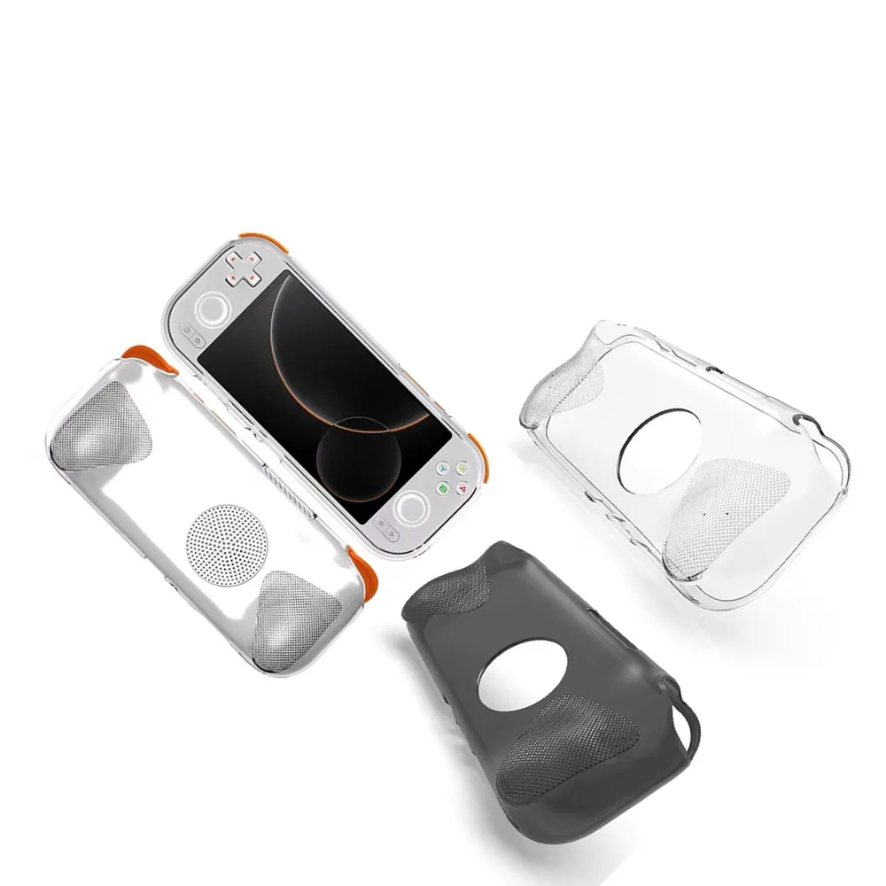 غطاء حماية من مادة TPU مقاوم للصدمات لوحدة التحكم في الألعاب MANGMI AIR X حافظة واقية شفافة سوداء شفافة