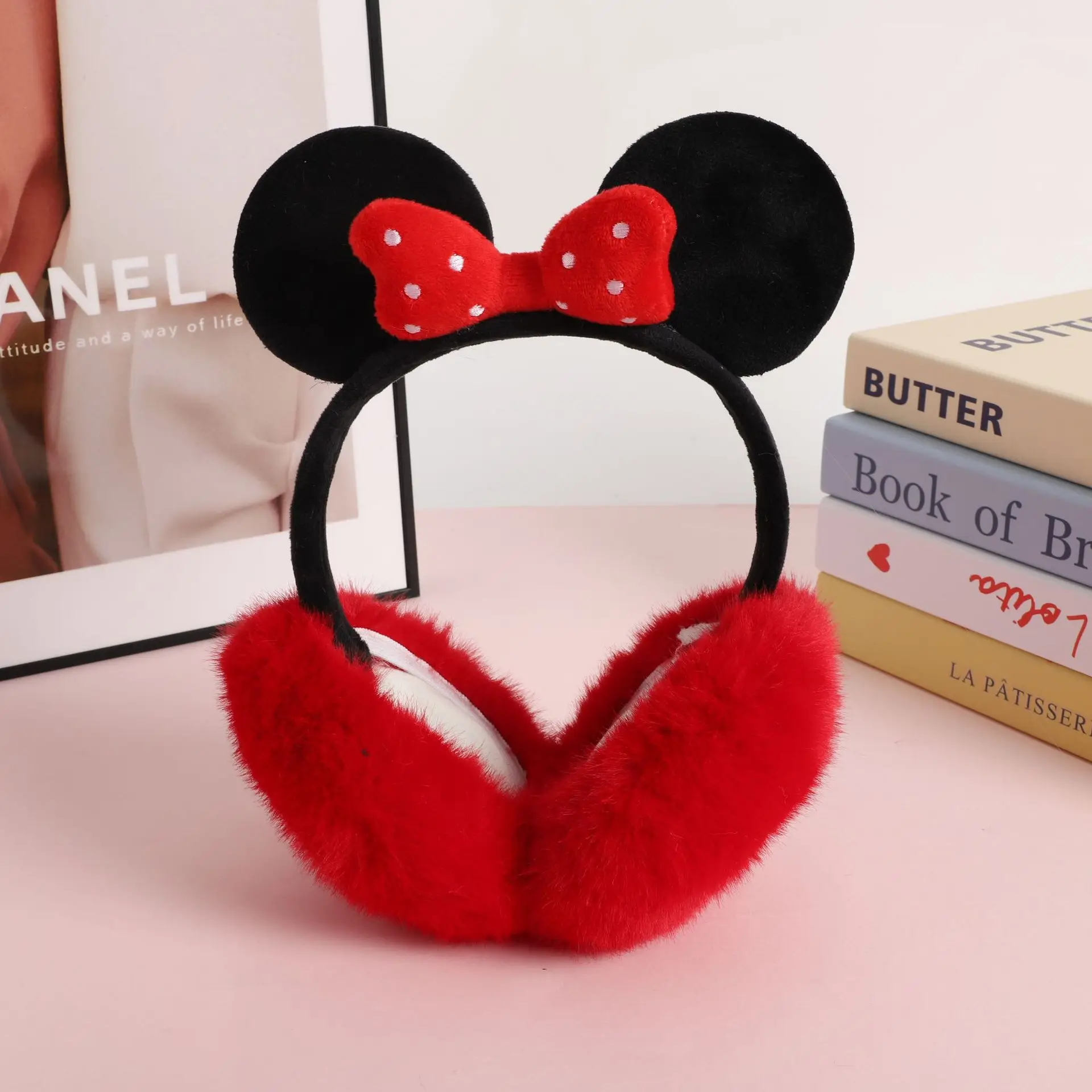 かわいいミッキー折りたたみ式冬漫画暖かいイヤーマフイヤーマフぬいぐるみ防寒抗凍結肥厚耳暖かい耳バッグ女の子ギフト