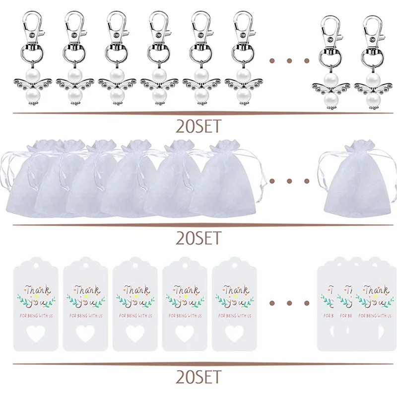 

AB35-Guardian Angel Keyring,60Pcs Party Favours Christening Wedding For Communion Confirmation Keyring Girls Thank You Gift