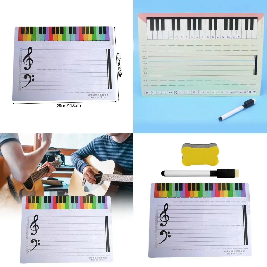 Q39E Light Weight Erasable Music Staff Dry Erases Board Compacts Design Scratch Resistant Surfaces For Traveling Instructors