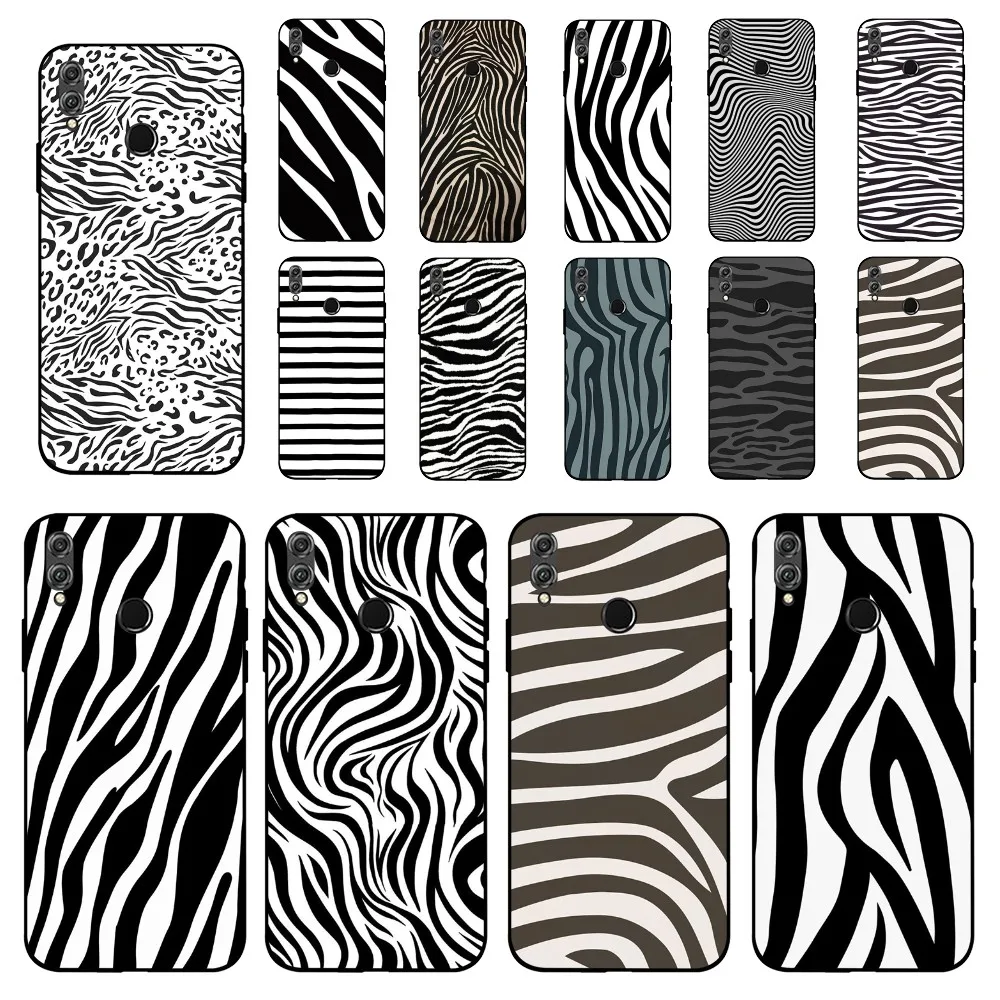 Fashion Zebra Stripe Black White Phone Case For Huawei Honor 10 lite 9 20 7A 9X 30 50 60 70 pro plus Soft Silicone Cover