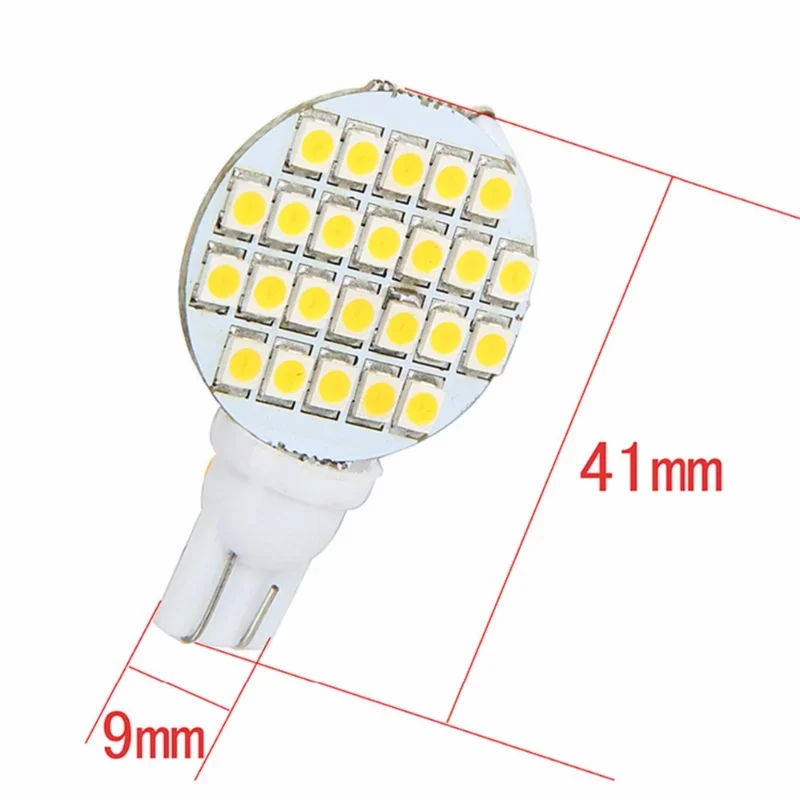 10Pcs Micro T10 24-SMD Universal SUV/Car High Power Gas Fuel Economy Interior Wedge Lamps Warm Lights Bulb with White LED 12V