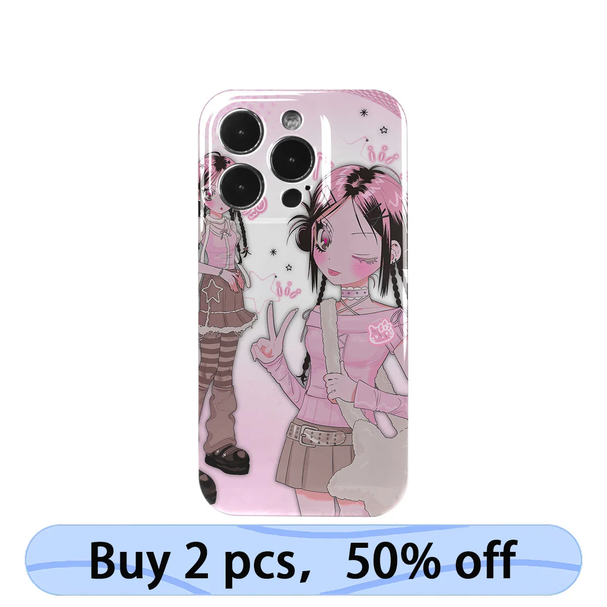 Coque iPhone Art Phone Case Janpanese Cute Anime Girl Cover for iPhone 15 14 13 12 11 Pro Max Plus IMD 2 in 1