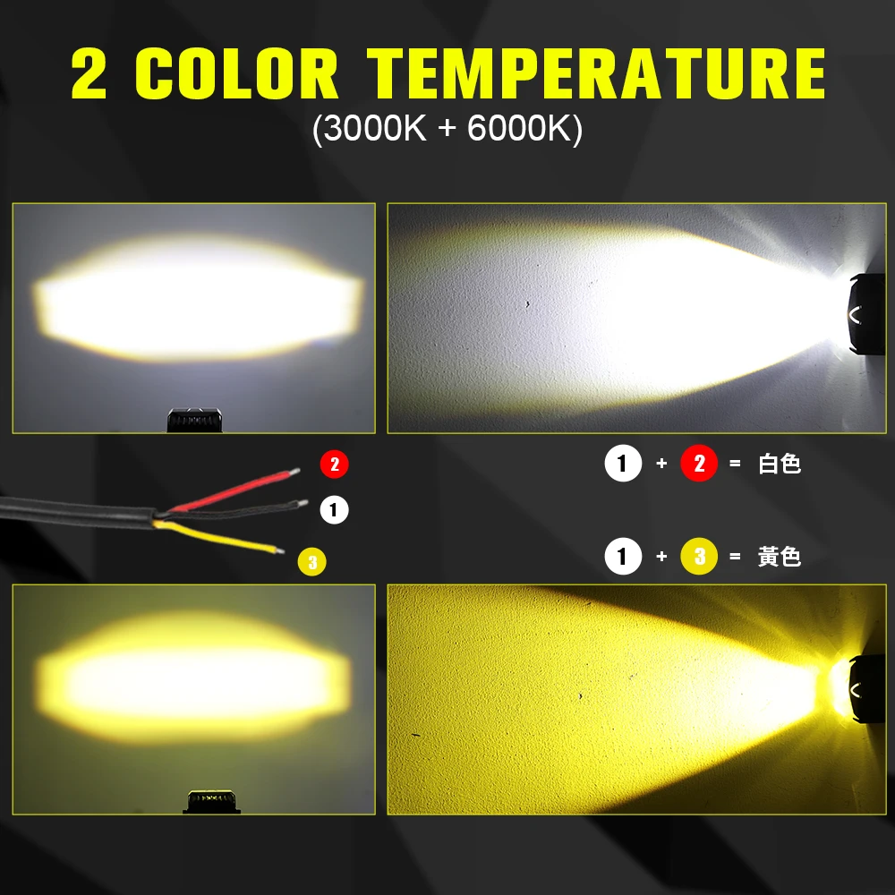 HL Spot and Flood Beams 20000LM LED Work Light 6500K 3500K Driving LED Light with Canbus Fog Amber Light off-road use 12V 24V
