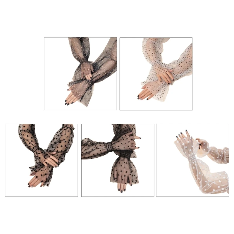 Detachable Bridal Lace Sleeves Wedding Party Arm Decors with Dot/ Heart Pattern