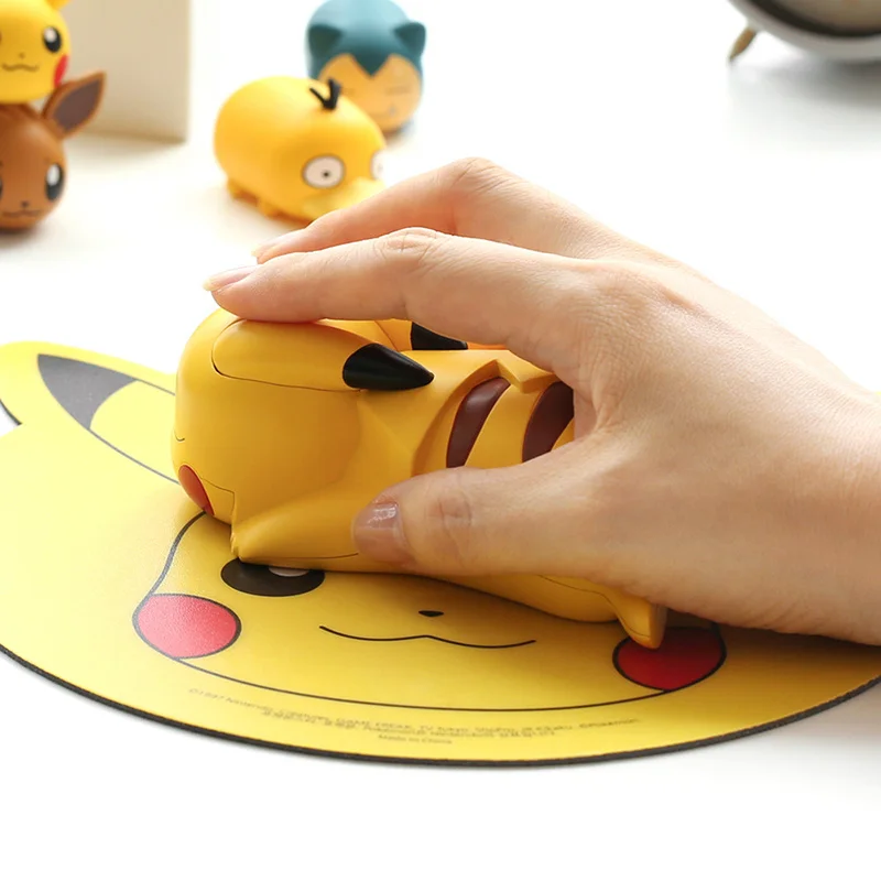 Genuine Pokemon Anime Figure PC Computer Laptop Bluetooth Wireless Mouse Kawaii Pokémon Figurine Doll Mouse Pikachu Mat Toy