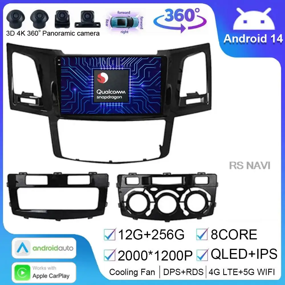 

Android 14 For Toyota Fortuner HILUX Revo Vigo 2007-2015 Car Radio Multimedia Navigation Video Player GPS No 2din 5G Stereo Auto