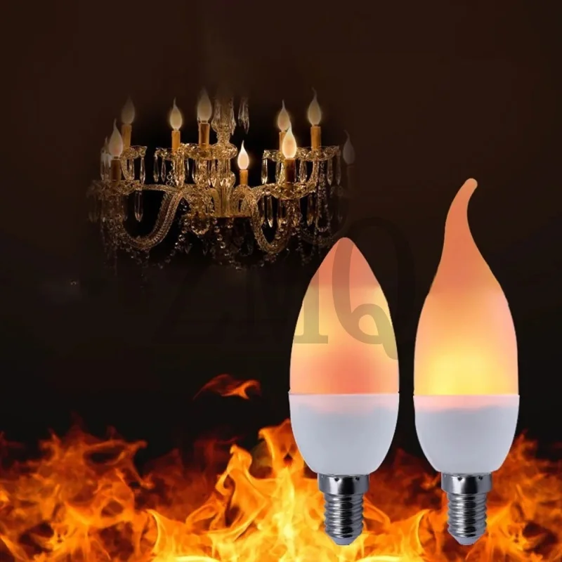 E27 E14 B22 E12 LED لهب لمبة مصباح النار لمبة الذرة الخفقان مصباح ليد تأثير اللهب الديناميكي 3 واط AC110V 220 فولت للإضاءة المنزلية #2