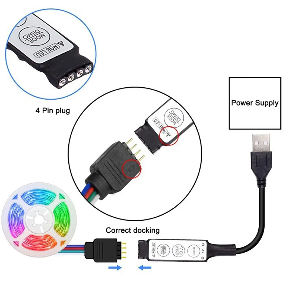 DC 5V LED Strip Light RGB USB 24Key Bluetooth Infrared LED Remote Control For Holiday Lighting Room Decoration Gaming For Girls