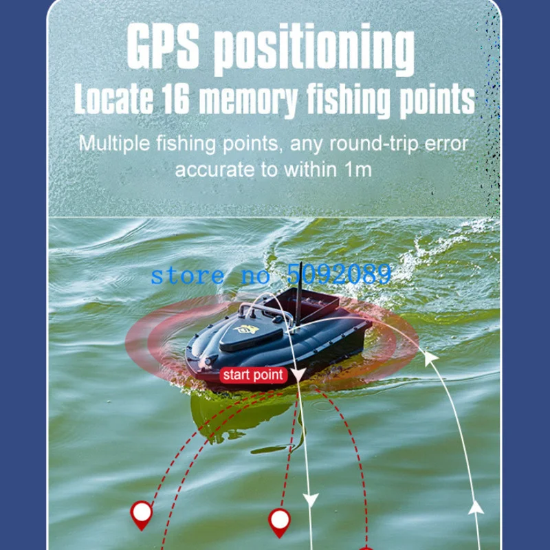 16 GPS Auto Return RC Fishing Boat 600M Lighting Fixed Speed Cruise Unhooking Waterproof Electric Remote Control RC Bait Boat