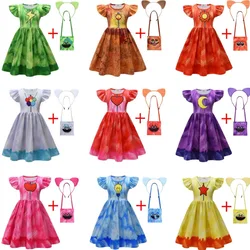 Smiling Critters Kids Girls Purple Cat Dress Cartoon Smile Catnap Baby Girl Sundress + Bag Cosplay Costume Hallowmas Dress Set