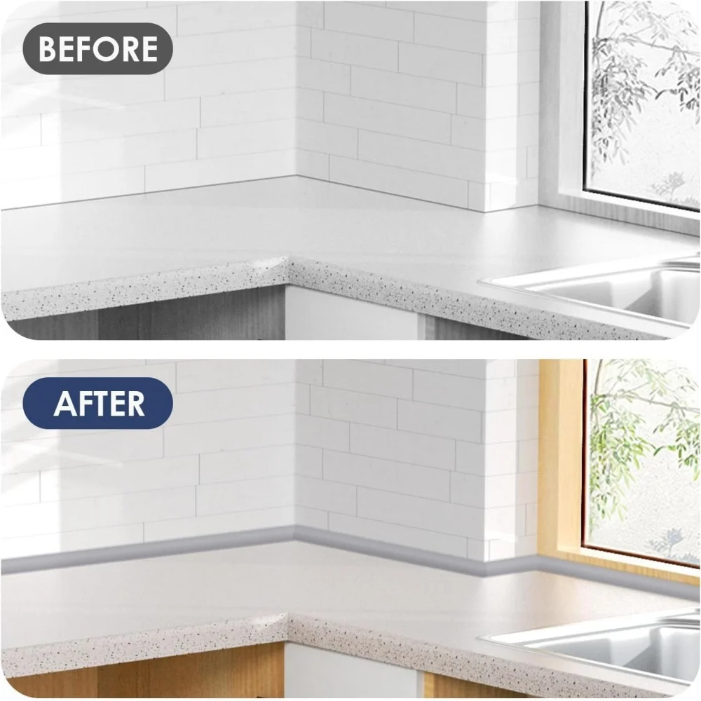 1 قطعة 39.37in/118.11in/236.22in رمادي مرن ربع مستدير صب قشر تقليم صب على الوجهين ذاتية اللصق جدار الزاوية