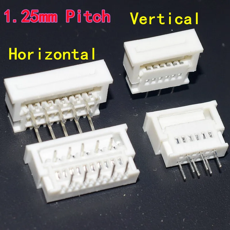 10PCS FPC Connector, 1.25mm Pitch, 4P/5P/6P/8P/10P/12P/30P, Vertical, Lock Type, Double Row Staggered Pin Socket