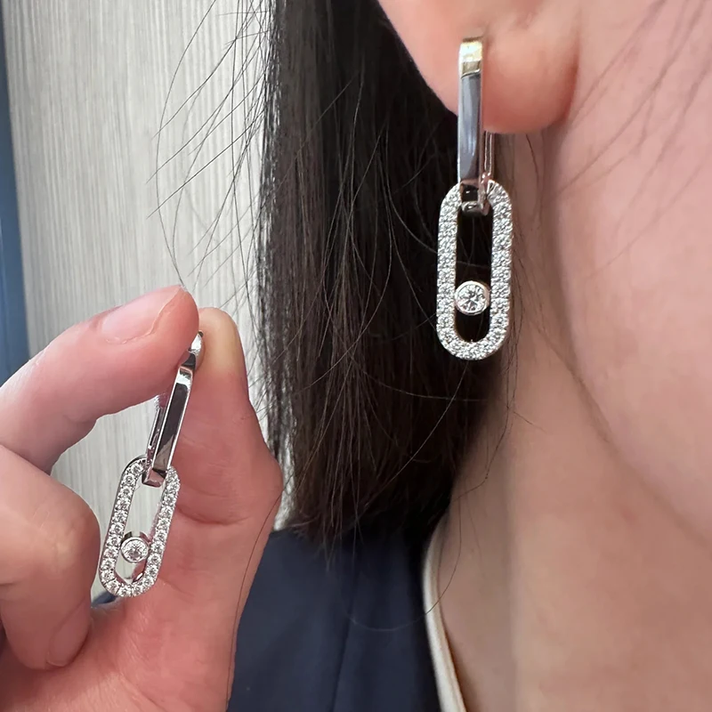 

MXK Fashion Luxury French Jewelry S925Silver Classic Slide Earrings Women High-end Luxury Accessories Wedding Party Holiday Gift