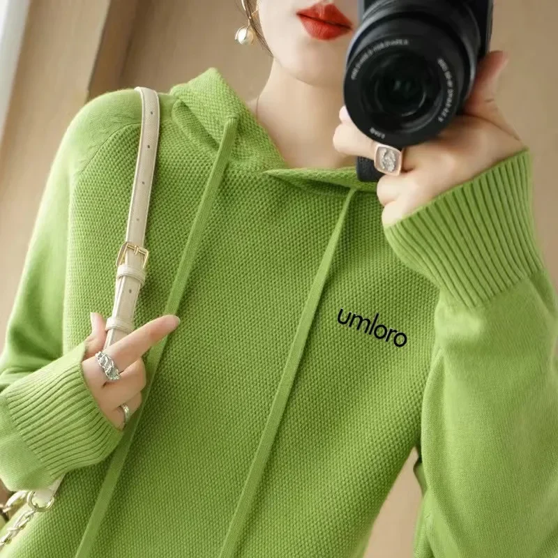 Autumn Golf Wear Women\'s 2024 New Korean Golf Knitted Fashion Hooded Windproof Knitted Shirt Women\'s Golf Wear Luxury Golf Sweat